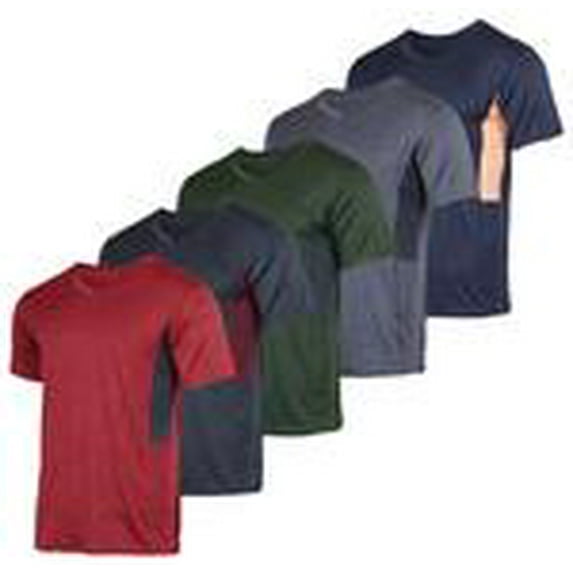 Real Essentials 5 Pack: Men’s V-Neck Dry-Fit Moisture Wicking Active Athletic Tech Performance T-Shirt