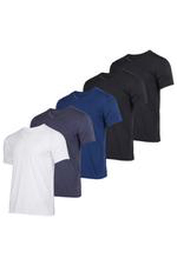 5 Pack: Mens V-Neck Dry-Fit Moisture Wicking Active Athletic Tech Performance T-Shirt