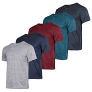 Real Essentials 5 Pack: Men’s V-Neck Dry-Fit Moisture Wicking Active Athletic Tech Performance T-Shirt
