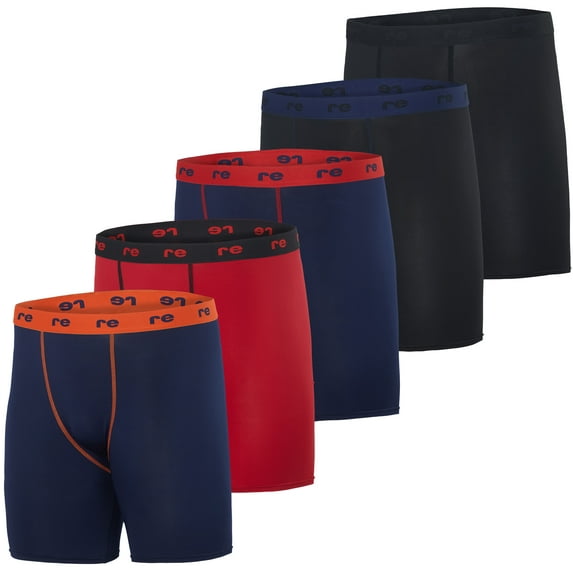 Real Essentials 5 Pack: Mens Compression Shorts - Quick Dry Performance Active Underwear (Available in Big & Tall)