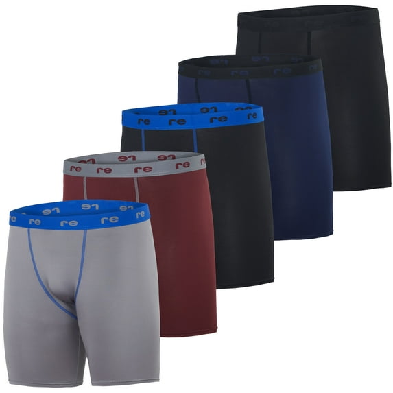 Real Essentials 5 Pack: Mens Compression Shorts - Quick Dry Performance Active Underwear (Available in Big & Tall)