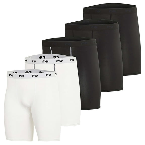 Real Essentials 5 Pack: Mens Compression Shorts - Quick Dry Performance Active Underwear (Available in Big & Tall)