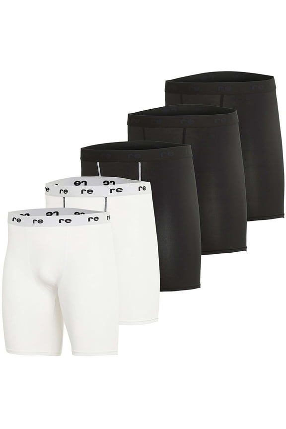 5 Pack: Mens Compression Shorts - Quick Dry Performance Active Underwear (Available in Big & Tall)
