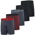 thumbnail image 1 of Real Essentials 5 Pack: Mens Compression Shorts - Quick Dry Performance Active Underwear (Available in Big & Tall), 1 of 6