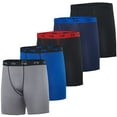 thumbnail image 1 of Real Essentials 5 Pack: Mens Compression Shorts - Quick Dry Performance Active Underwear (Available in Big & Tall), 1 of 6