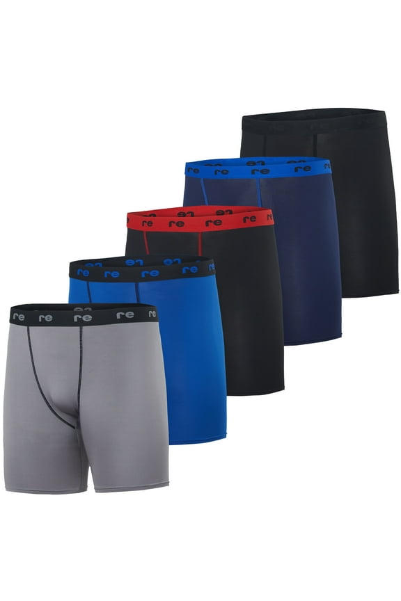 5 Pack: Mens Compression Shorts - Quick Dry Performance Active Underwear (Available in Big & Tall)