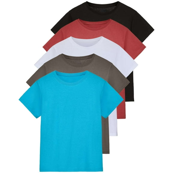 Real Essentials 5 Pack: Women’s 100% Cotton Oversized Short Sleeve T-Shirts Fashion Trendy Tees (Available in Plus Size)