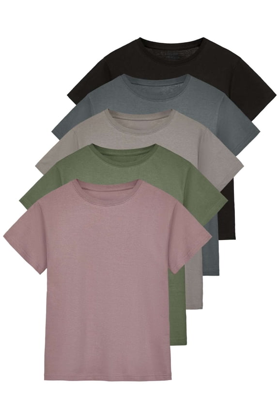 5 Pack: Women’s 100% Cotton Oversized Short Sleeve T-Shirts Fashion Trendy Tees (Available in Plus Size)