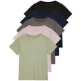 thumbnail image 1 of Real Essentials 5 Pack: Women’s 100% Cotton Oversized Short Sleeve T-Shirts Fashion Trendy Tees (Available in Plus Size), 1 of 5