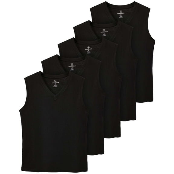 Real Essentials 5 Pack: Women's 100% Cotton V-Neck Sleeveless Tank Top Basic Ladies Casual Shirts (Available In Plus Size)