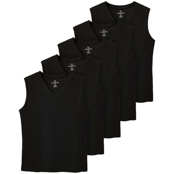 Real Essentials 5 Pack: Women's 100% Cotton V-Neck Sleeveless Tank Top Basic Ladies Casual Shirts (Available In Plus Size)