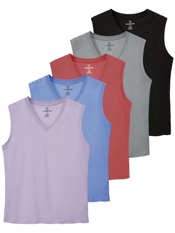 5 Pack: Women's 100% Cotton V-Neck Sleeveless Tank Top Basic Ladies Casual Shirts (Available In Plus Size)
