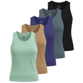 thumbnail image 1 of Real Essentials 5 Pack: Women’s Breeze Tech Racerback Tank Top – Sleeveless Workout Athletic Running Shirt (Plus Available), 1 of 6