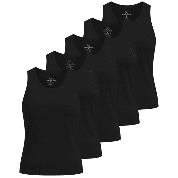 Real Essentials 5 Pack: Women’s Breeze Tech Racerback Tank Top – Sleeveless Workout Athletic Running Shirt (Plus Available)