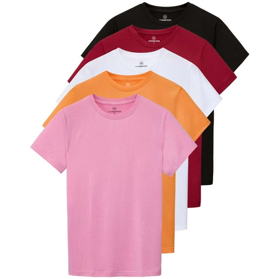 Real Essentials 5 Pack: Women's Breeze Tech Short Sleeve T-Shirts Athletic Tops Gym Workout Yoga Tennis Activewear (Plus)