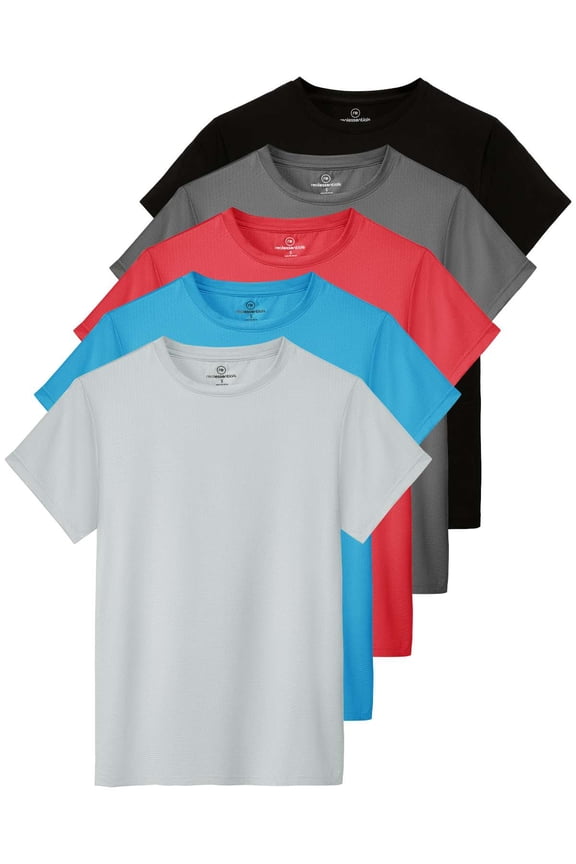 5 Pack: Women's Breeze Tech Short Sleeve T-Shirts Athletic Tops Gym Workout Yoga Tennis Activewear (Plus)