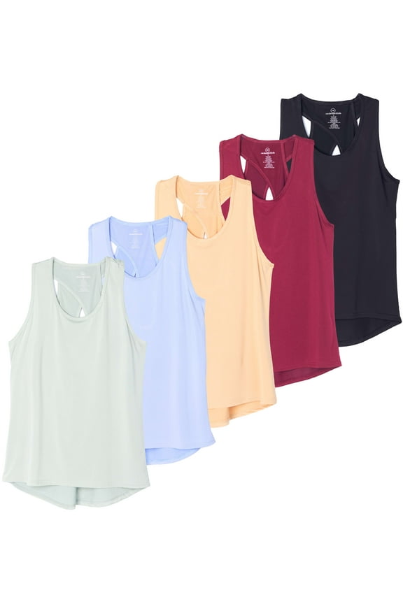 5 Pack: Women's Crossback Keyhole Open Back Workout Tank Top Dry-Fit Sleeveless Yoga Gym (Available In Plus)