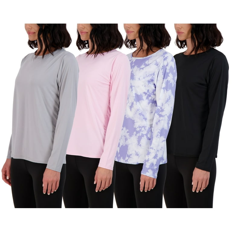 Real Essentials 5 Pack: Women's Dry Fit Crop Top - Short Sleeve Crew Neck  Stretch Athletic Tee (Available in Plus Size)