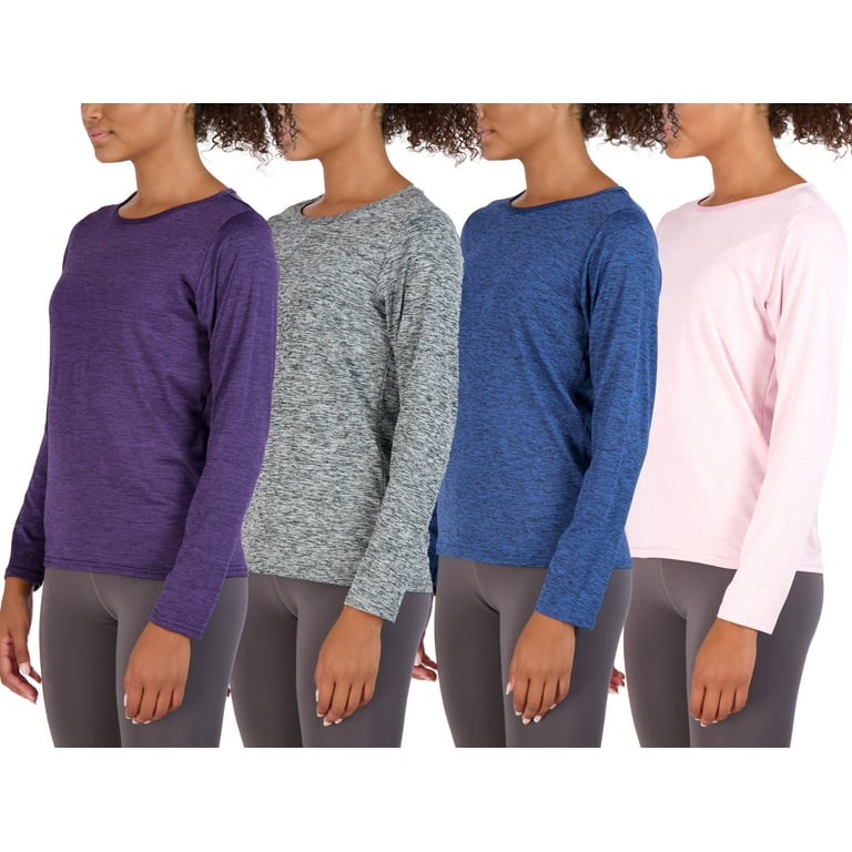 Real Essentials 5 Pack: Women's Dry Fit Crop Top - Short Sleeve Crew Neck  Stretch Athletic Tee (Available in Plus Size)