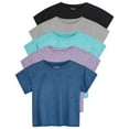 thumbnail image 1 of Real Essentials 5 Pack: Women's Dry Fit Crop Top - Short Sleeve Crew Neck Stretch Athletic Tee (Available in Plus Size), 1 of 5