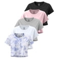 thumbnail image 1 of 5 Pack Women's Dry Fit Crop Top Workout T Shirts Short Sleeve Athletic Gym, 1 of 5