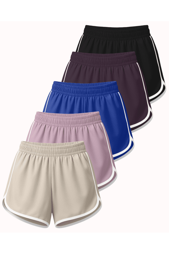 5 Pack: Women’s Dry-Fit Dolphin Shorts – Athletic Running Workout Gym Lounge Active Casual (Plus Available)