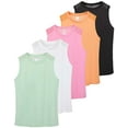 thumbnail image 1 of Real Essentials 5 Pack: Women's Dry-Fit Racerback Muscle Tank Tops –Workout Shirts Mesh Insert, Athletic (Available in Plus), 1 of 6