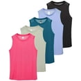 thumbnail image 1 of Real Essentials 5 Pack: Women's Dry-Fit Racerback Muscle Tank Tops –Workout Shirts Mesh Insert, Athletic (Available in Plus), 1 of 6