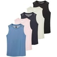 thumbnail image 1 of Real Essentials 5 Pack: Women's Dry-Fit Racerback Muscle Tank Tops –Workout Shirts Mesh Insert, Athletic (Available in Plus), 1 of 6