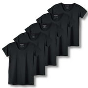 Real Essentials 5 Pack: Women's Dry Fit Tech Stretch Short-Sleeve Crew Neck Athletic T-Shirt (Available in Plus Size)