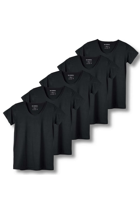 5 Pack: Women's Dry Fit Tech Stretch Short-Sleeve Crew Neck Athletic T-Shirt (Available in Plus Size)