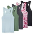 thumbnail image 1 of Real Essentials 5-Pack Women's Racerback Tank Top Dry-Fit Athletic Performance Yoga Activewear (Available in Plus Size), 1 of 7