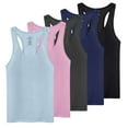 thumbnail image 1 of Real Essentials 5-Pack Women's Racerback Tank Top Dry-Fit Athletic Performance Yoga Activewear (Available in Plus Size), 1 of 7