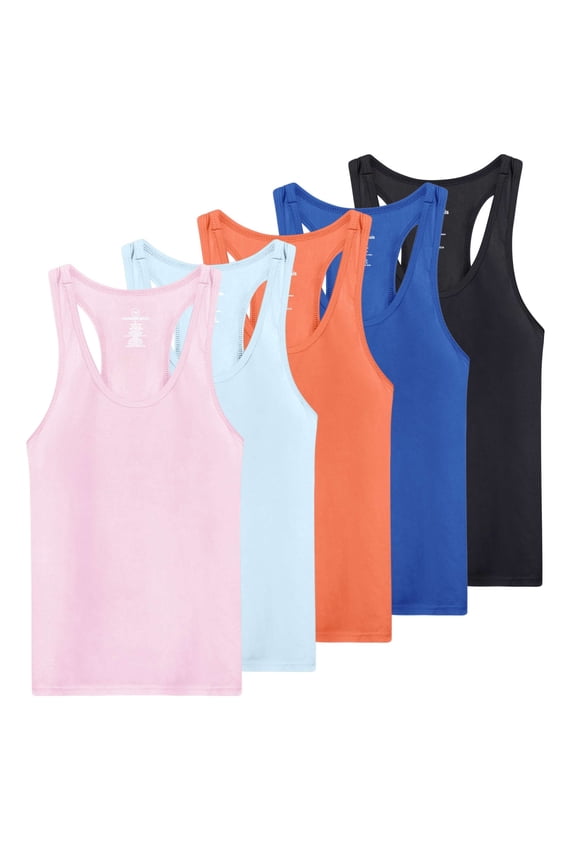 5-Pack Women's Racerback Tank Top Dry-Fit Athletic Performance Yoga Activewear (Available in Plus Size)