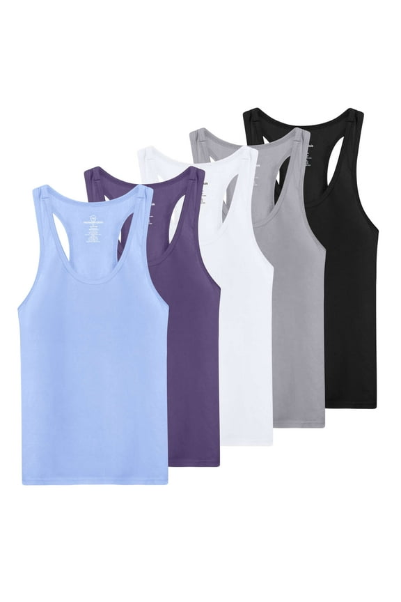 5-Pack Women's Racerback Tank Top Dry-Fit Athletic Performance Yoga Activewear (Available in Plus Size)