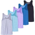 thumbnail image 1 of Real Essentials 5 Pack: Women's Racerback Workout Tank Top Mesh Back Dry-Fit Sleeveless Running Gym (Available In Plus Size), 1 of 6