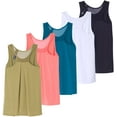 thumbnail image 1 of Real Essentials 5 Pack: Women's Racerback Workout Tank Top Mesh Back Dry-Fit Sleeveless Running Gym (Available In Plus Size), 1 of 7