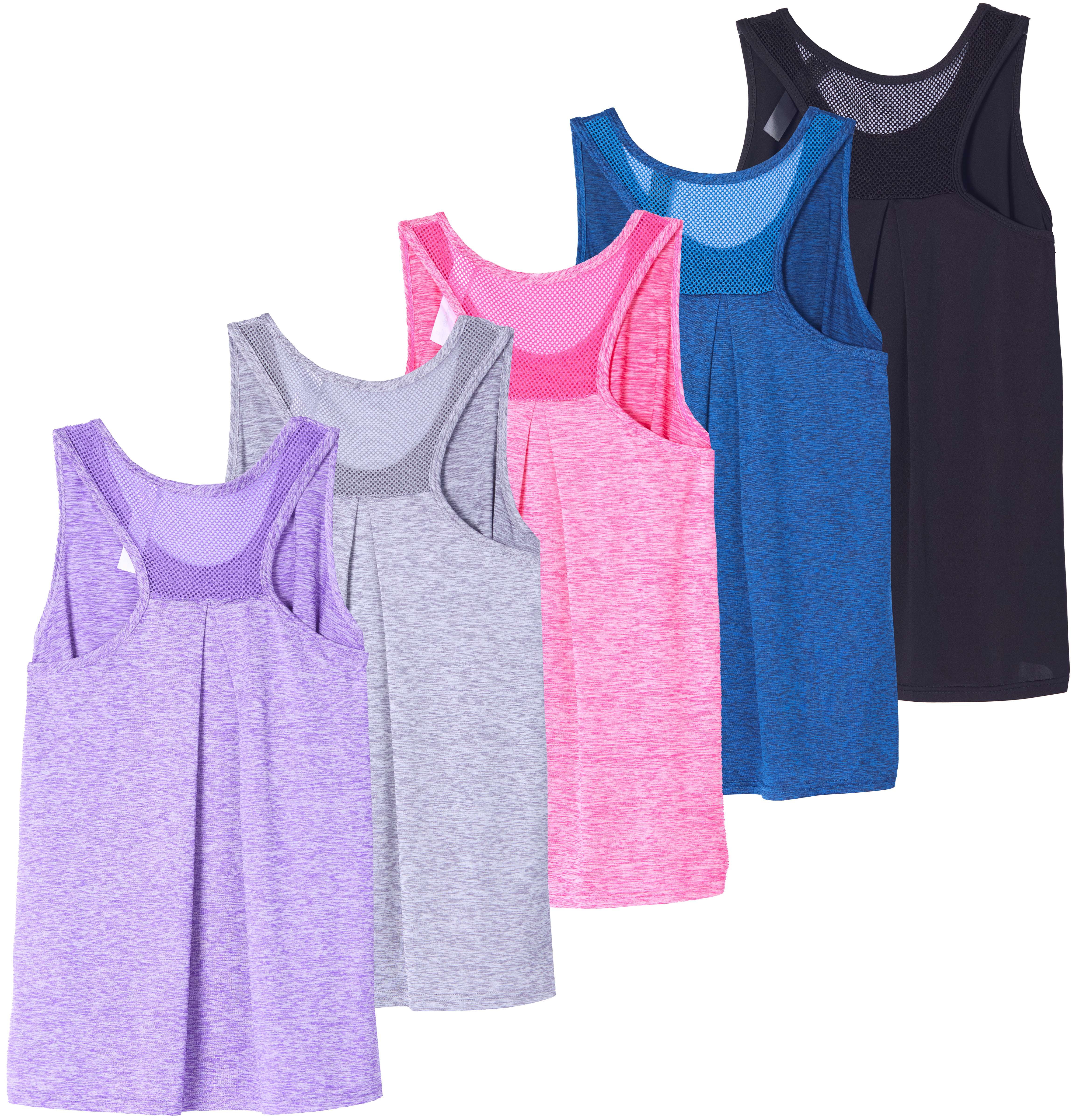 Real Essentials Workout Real Essentials 5 Pack: Women's Racerback Workout Tank Top Mesh Back ...