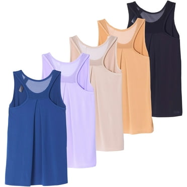 Real Essentials 5 Pack: Women's Racerback Workout Tank Top Mesh Back Dry-Fit Sleeveless Running Gym (Available In Plus Size)