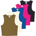 thumbnail image 1 of Real Essentials 5 Pack: Women's Ribbed Sleeveless Cropped Racerback Tank Top Casual Crop Top, 1 of 1
