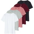 thumbnail image 1 of Real Essentials 5 Pack: Women's Short Sleeve Active Workout T-Shirts - Dry Fit Gym Tops with Split Hem (Plus Sizes), 1 of 7
