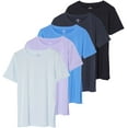 thumbnail image 1 of Real Essentials 5 Pack: Women's Short Sleeve Active Workout T-Shirts - Dry Fit Gym Tops with Split Hem (Plus Sizes), 1 of 7