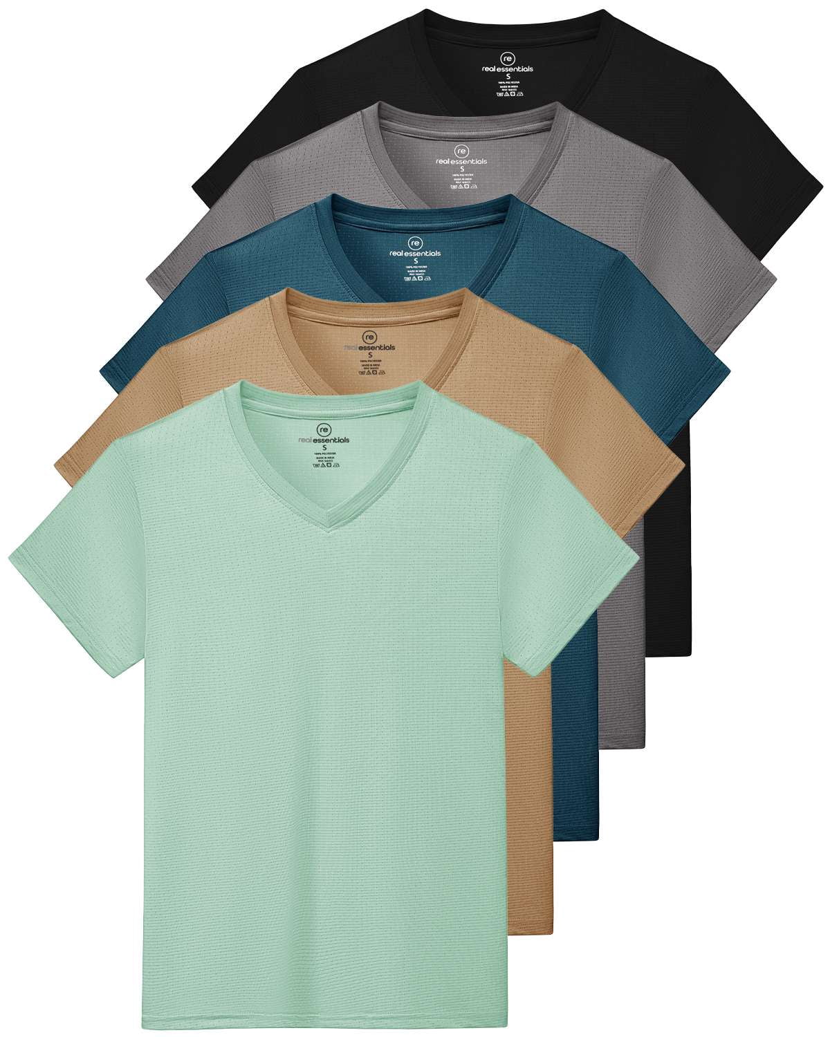 Real Essentials 5 Pack Women s Short Sleeve Breeze Tech V Neck T Shirt real-essentials-5-pack-women-s-short-sleeve-breeze-tech-v-neck-t-shirt