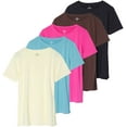 thumbnail image 1 of Real Essentials 5 Pack: Women's Short Sleeve Active Workout T-Shirts - Dry Fit Gym Tops with Split Hem (Plus Sizes), 1 of 7