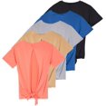 thumbnail image 1 of Real Essentials 5 Pack: Women's Short Sleeve Open Back Tie Back Dry-Fit T-Shirt Yoga Gym Workout Top, 1 of 6