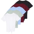 thumbnail image 1 of Real Essentials 5 Pack: Women's Short Sleeve Open Back Tie Back Dry-Fit T-Shirt Yoga Gym Workout Top, 1 of 6