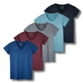 thumbnail image 1 of Real Essentials 5 Pack: Women's Short Sleeve V-Neck Activewear T-Shirt Dry-Fit Wicking Yoga Top (Available in Plus), 1 of 6