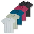 thumbnail image 1 of Real Essentials 5 Pack: Women's Dry Fit Short Sleeve V Neck Workout Top - Fitness Gym Athletic Yoga T-Shirt (Plus Available), 1 of 6