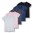 thumbnail image 1 of Real Essentials 5 Pack: Women's Short Sleeve V-Neck Activewear T-Shirt Dry-Fit Wicking Yoga Top (Available in Plus), 1 of 6