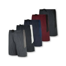 Real Essentials 5-Pack Youth Dry-Fit Active Athletic Basketball Gym Shorts With Pockets Boys & Girls